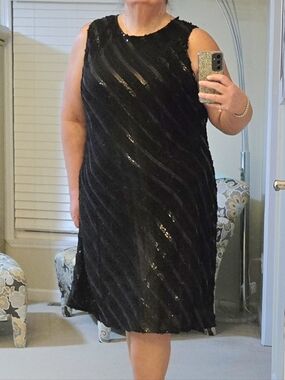 Anthropologie NWT Black Sequin Sleeveless A-Line Dress